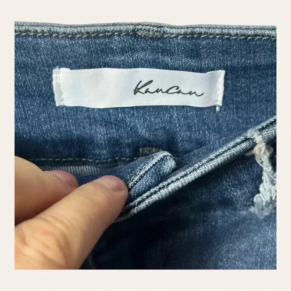 1269. KANCAN HIGH WAISTED SUPER SKINNY DENIM JEANS SIZE 15/31 FACTORY DISTRESSED